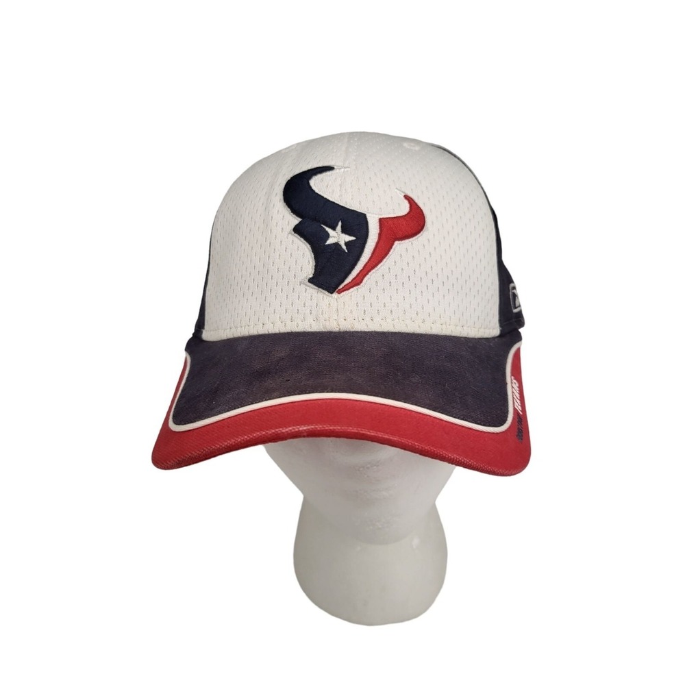 Houston Texans Hat Reebok NFL Equipment Cap Adjustable Strap Mesh White Blue